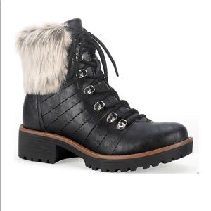 New - Faux Fur Combat Boots